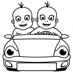 Baby Aufkleber Zwillinge 2 Buben im Auto