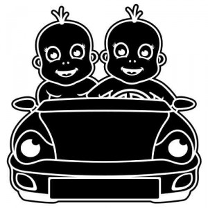 Baby Aufkleber Zwillinge 2 Buben im Auto
