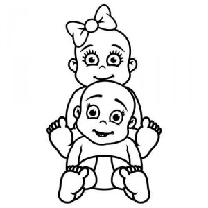 Baby Aufkleber Zwillinge Mädchen und Junge 02
