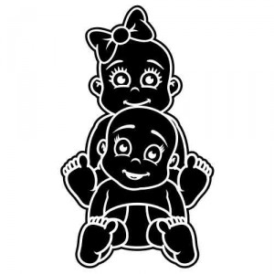 Baby Aufkleber Zwillinge Mädchen und Junge 02