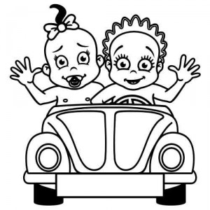Baby Aufkleber Zwillinge im Auto