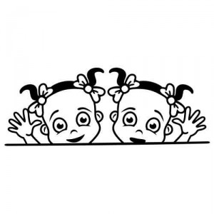 Baby Aufkleber Zwillings-Mdchen am Fenster