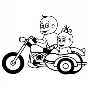 Baby Aufkleber Zwillinge aufm Motorrad