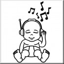 Baby Aufkleber Bub hrt Musik