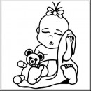 Baby Aufkleber Mdchen mit Kuscheldecke