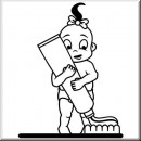 Baby Aufkleber M�dchen mit Zahnb�rste