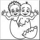 Baby Aufkleber Zwillinge Mdchen und Junge aus dem Ei