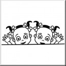 Baby Aufkleber Zwillings-Mdchen am Fenster