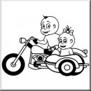 Baby Aufkleber Zwillinge aufm Motorrad