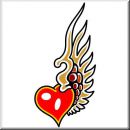 Aufkleber Tribal Tattoo Herz mit Flgel 4C